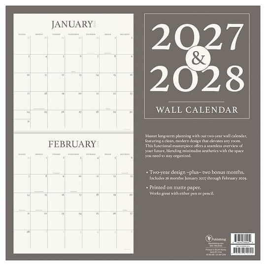2027 2 Year Grid Wall Calendar